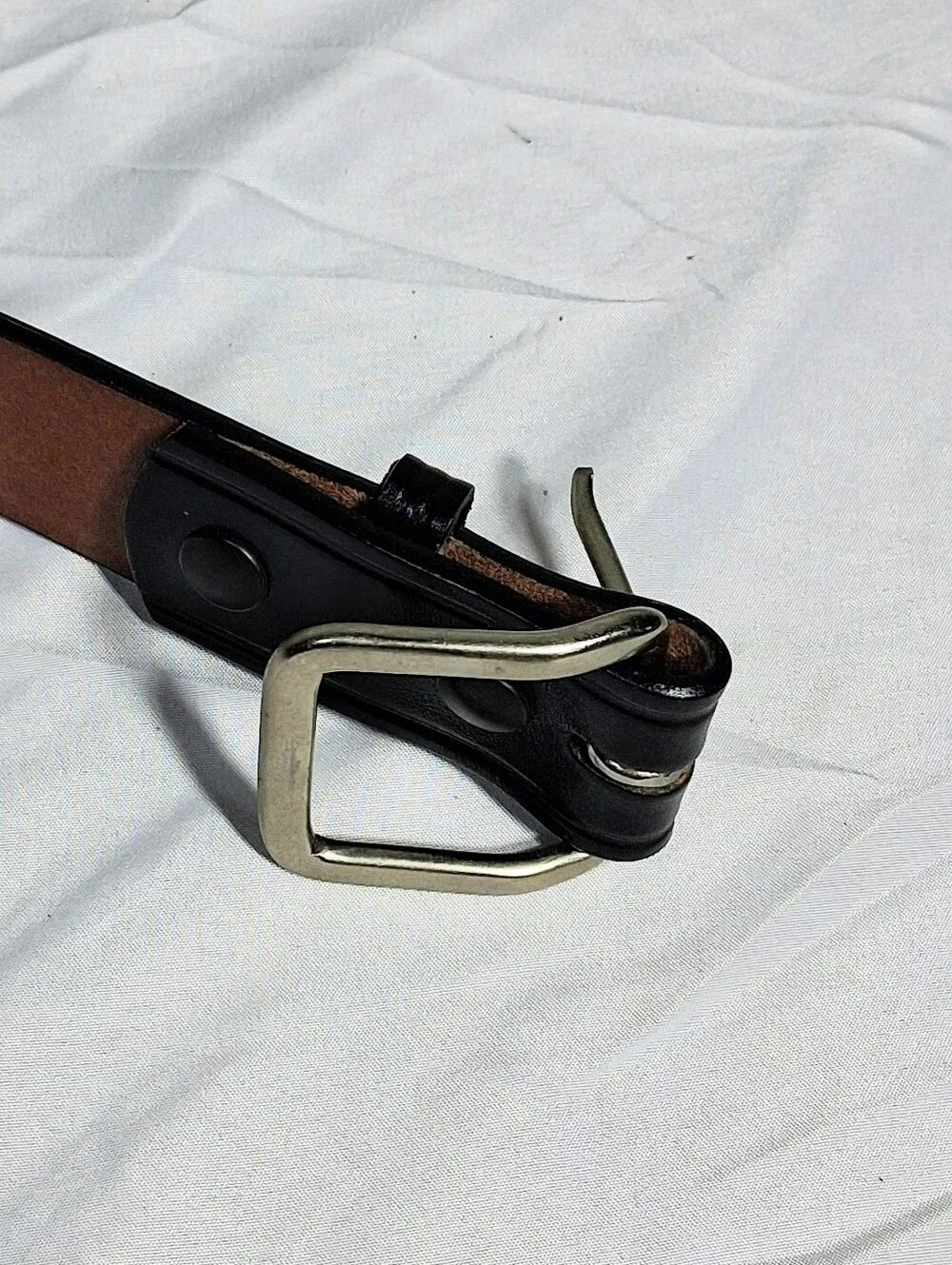 Men's Don Hume Black/Brown Genuine Fine Leather Size 34 Garrison Trouser Belt